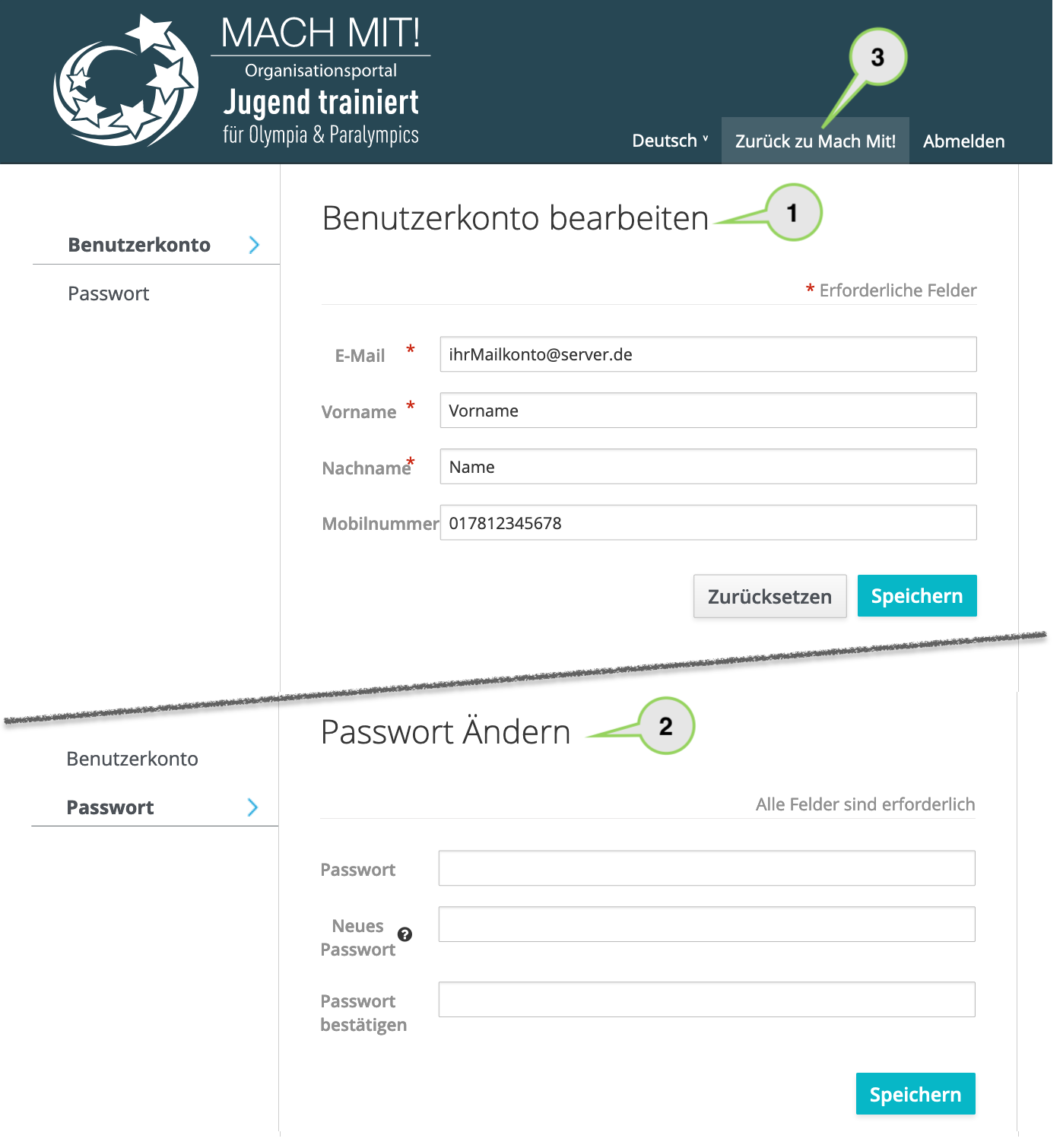 Nutzerkonto bearbeiten 2
